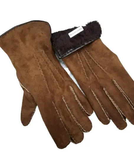 Dames en heren - Handschoenen met schapenwol - bruin - maat 7 tot 10,5