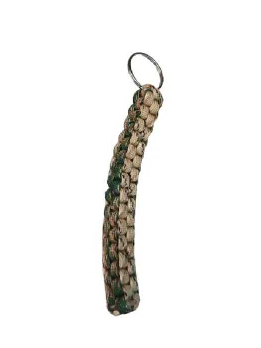 Sleutelhanger met gevlochten touw - kaki / bruin - touwlengte 12.5 cm