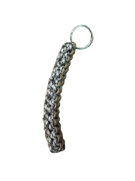 Sleutelhanger met gevlochten touw - bruin/gijs - touwlengte 12.5 cm