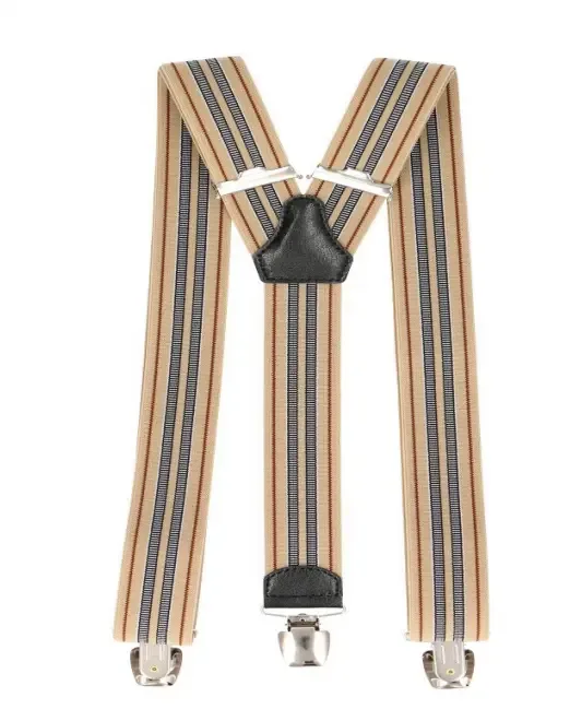 Bretellen Beige-lichtbruin-donkerblauw-wit