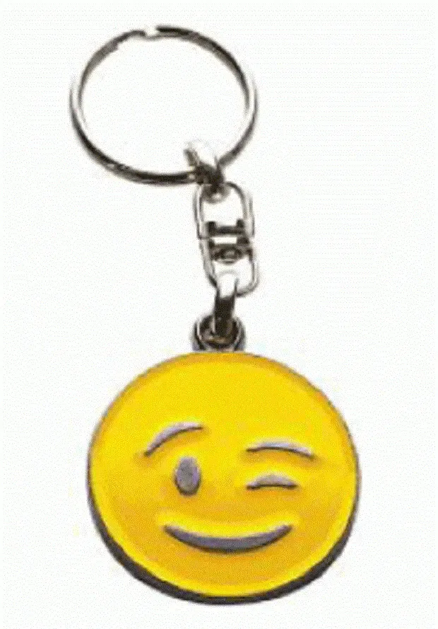 Emoji metalen sleutelhanger - wink smile