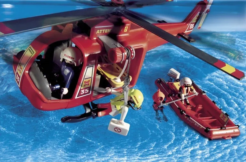 Playmobil - Reddingshelikopter met boot - 4428