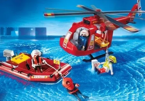 Playmobil - Reddingshelikopter met boot - 4428
