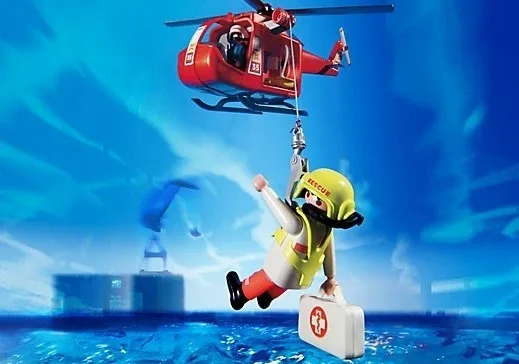 Playmobil - Reddingshelikopter met boot - 4428
