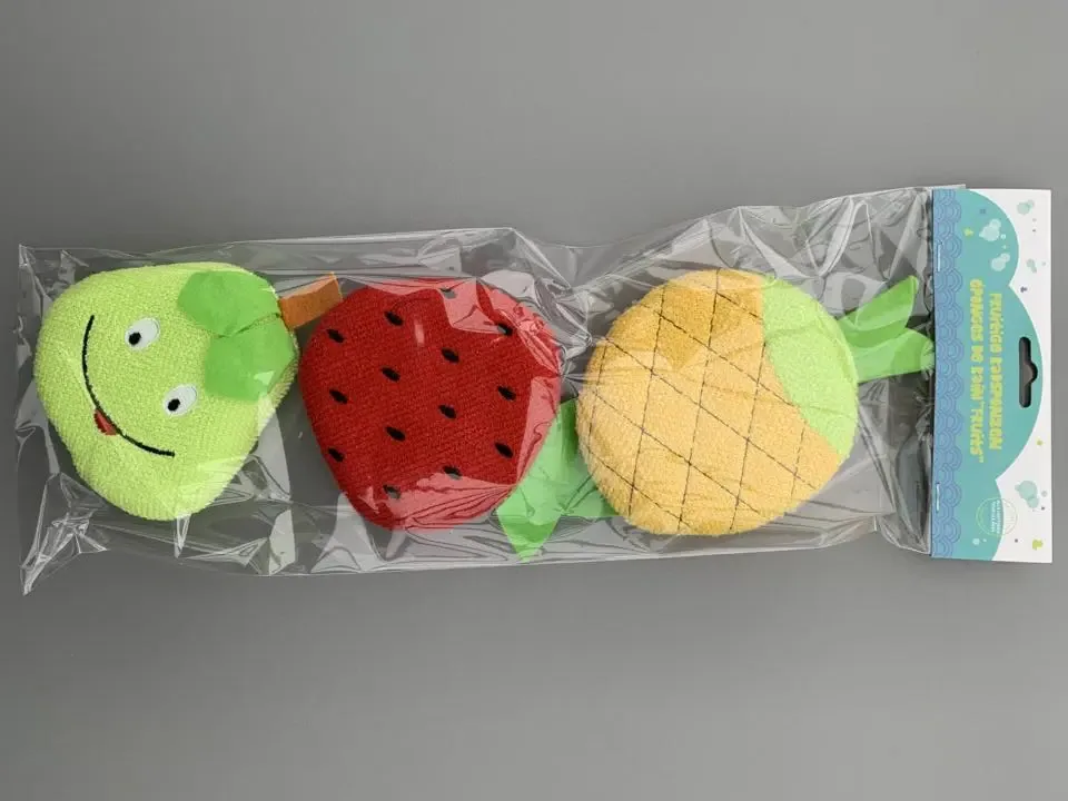 3 fruitige badsponzen