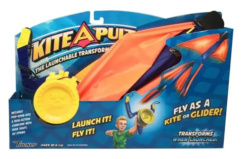 Kite-A-pult - oranje - Katapult met vlieger (strandvlieger)
