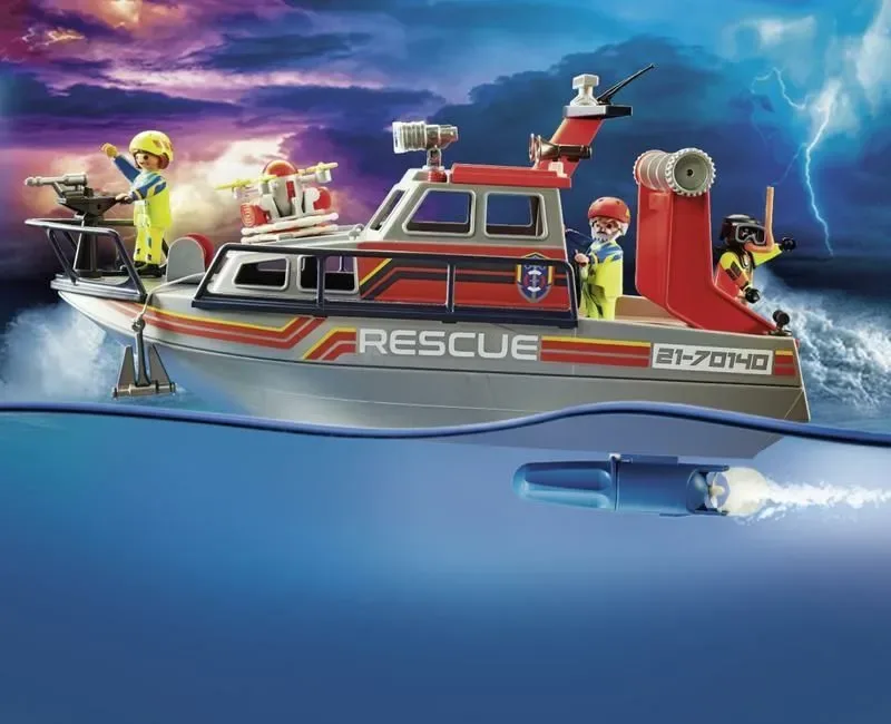 PLAYMOBIL City Action - Redding op zee: brandbestrijdingsmissie met reddingskruiser - 70140