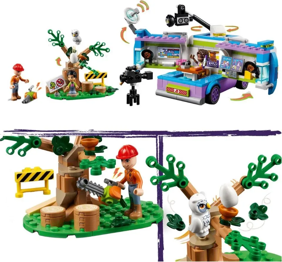 LEGO Friends - Nieuwsbusje Dieren Redden Speelgoed voor 6+ Jaar Oude Kinderen - 41749