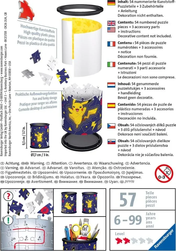 Ravensburger 3D Puzzel Pennenbak Pokémon - 54 stukjes