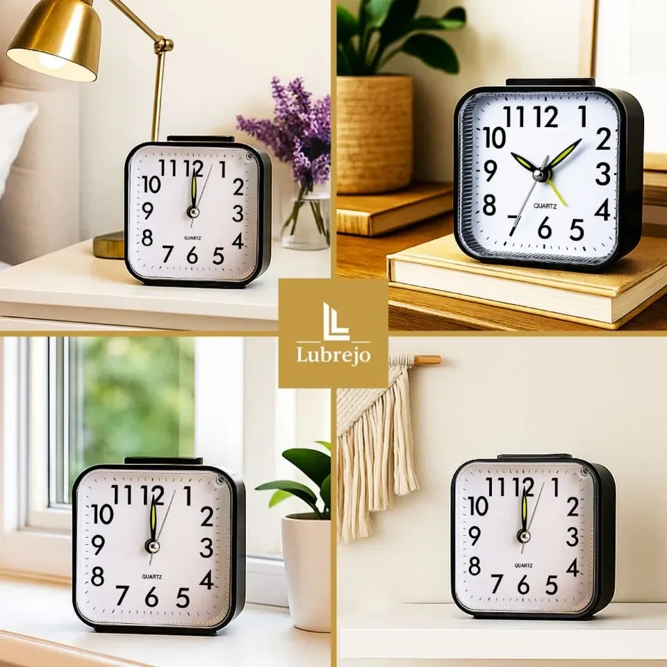 LUBREJO® Traditionele Analoog Wekker Pro - Zonder Tikgeluid - Opbouwend Alarmsignaal - Eenvoudige Bediening - Senioren - Zwart - Voor de Slaapkamer