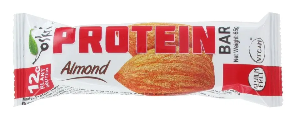 Oskri PROTEINE REEP AMANDEL + ZWARTE CHOCOLADE Glutenvrij , Vegan 20 stuks ( 1 karton )