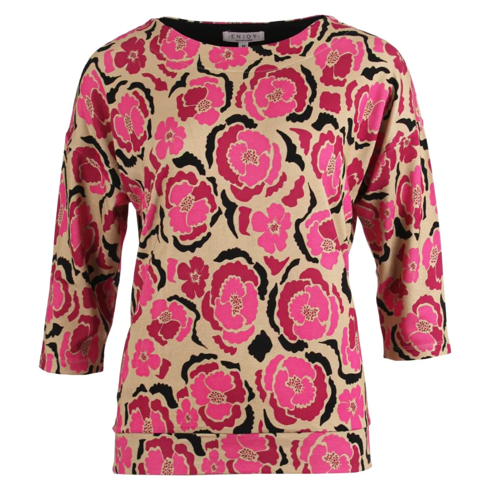 T-Shirt 3/4 mouw met print Sangria Enjoy