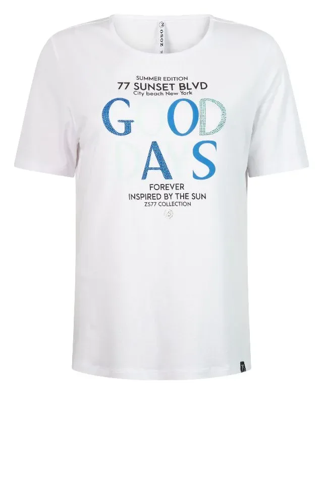 T-Shirt Sunset Zoso White/bleu