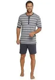 Schiesser  herenpyjama met korte broek blauw gestreept157101
