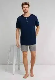 Schiesser herenpyjama met korte broek 173656