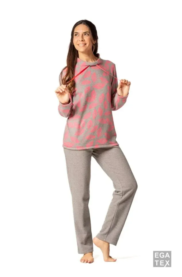 Egatex Homewear 232577 in grijs met roze blaadjes
