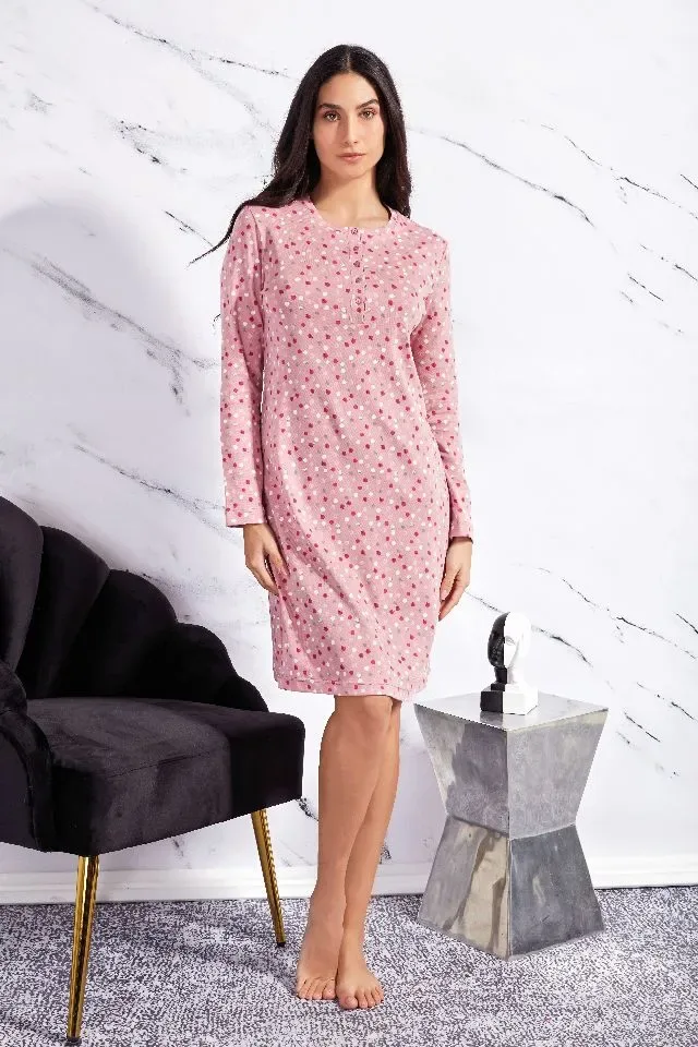 Slaapkleed Q.BO  46785 ,   lange mouw  , roze 100 % katoen