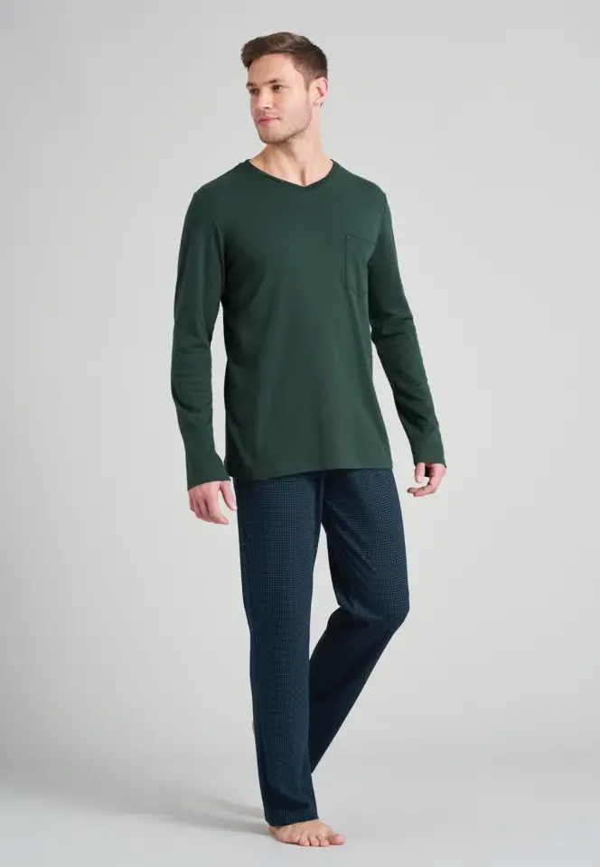 Schiesser – Fine Interlock – Pyjama – 175640 – Dark Green.