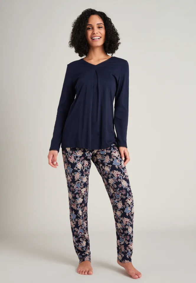 Schiesser – Feminine Floral Comfort Fit – Pyjama – 175571 – Dark Blue