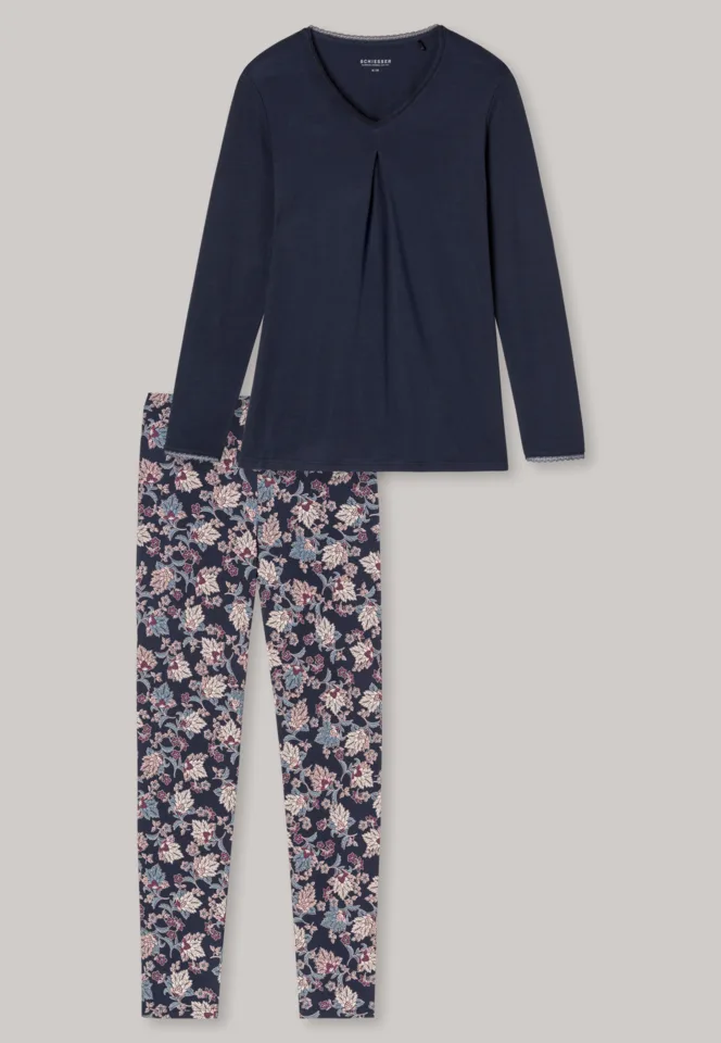 Schiesser – Feminine Floral Comfort Fit – Pyjama – 175571 – Dark Blue