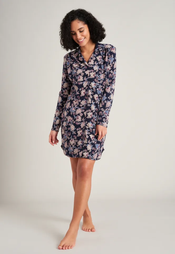 Schiesser – Feminine Floral Comfort Fit – Nachtkleed – 175574 – Dark Blue