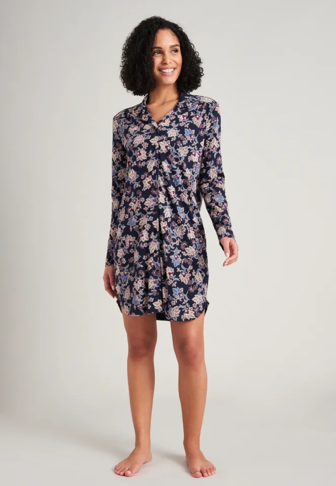 Schiesser – Feminine Floral Comfort Fit – Nachtkleed – 175574 – Dark Blue