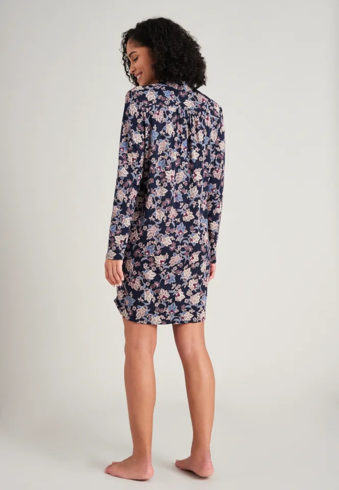 Schiesser – Feminine Floral Comfort Fit – Nachtkleed – 175574 – Dark Blue