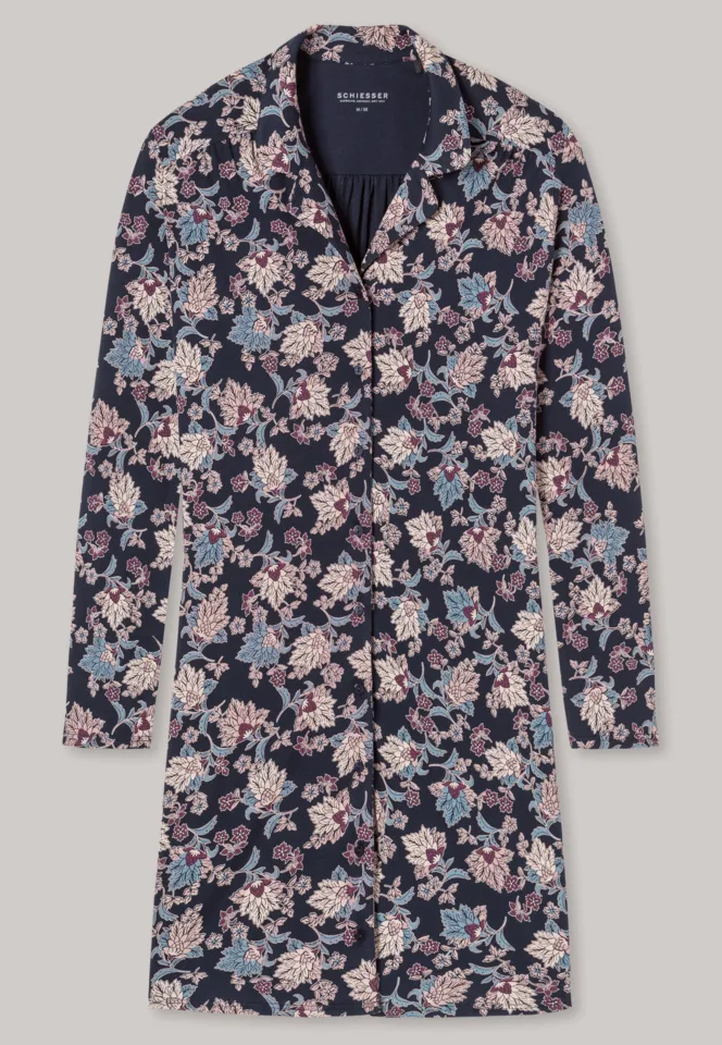 Schiesser – Feminine Floral Comfort Fit – Nachtkleed – 175574 – Dark Blue
