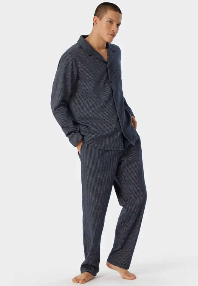 Schiesser – Pyjama Story - Pyjama – 178034 – Blue/Grey Stripes