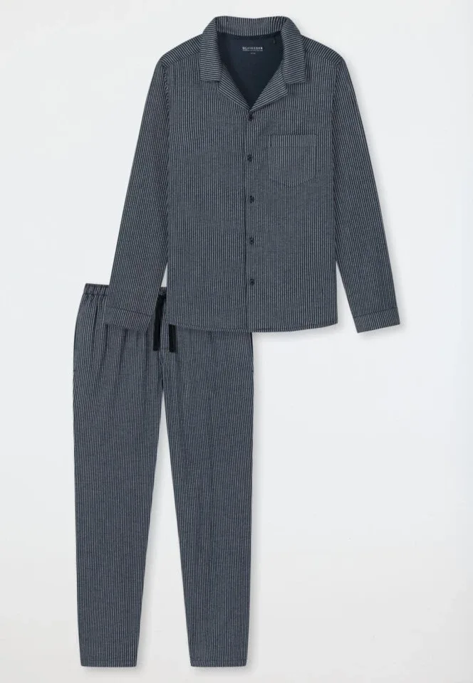 Schiesser – Pyjama Story - Pyjama – 178034 – Blue/Grey Stripes