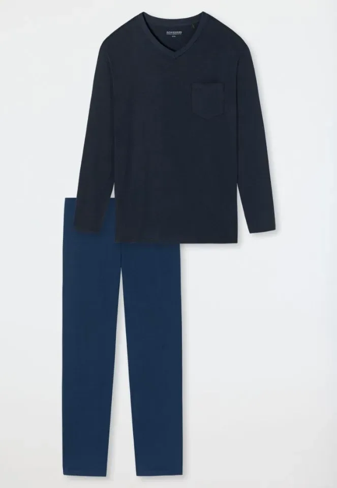 Schiesser – Essentials Nightwear – Pyjama Heren – 178096 - Royal Blue