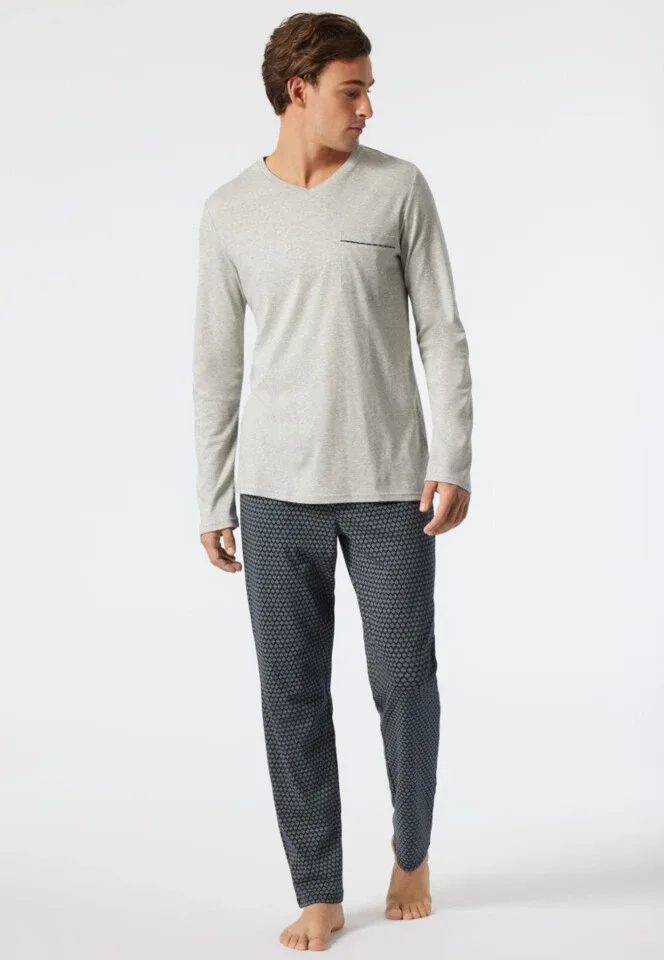 Schiesser – Fine Interlock - Pyjama – 178110 – Grey Melange