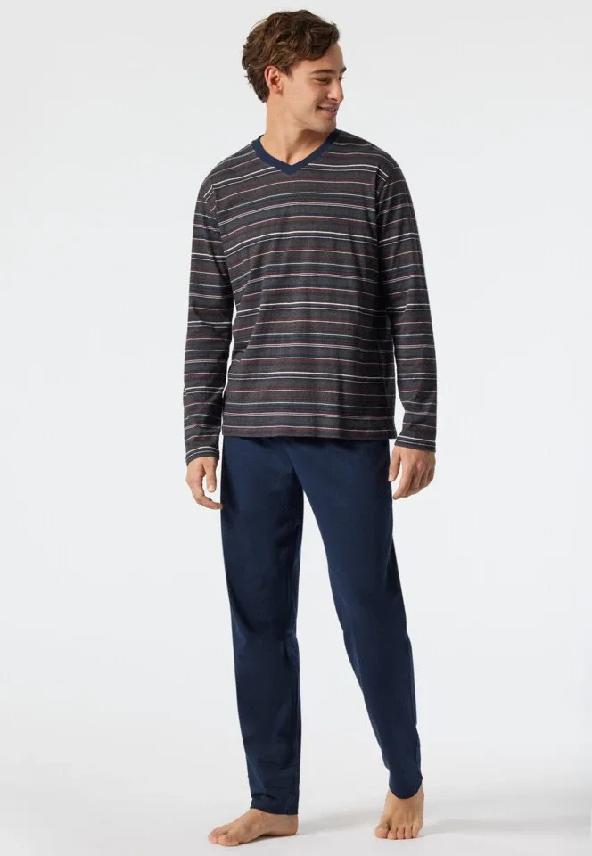 Schiesser – Fashion Nightwear - Pyjama – 178103 – Dark Grey Stripe