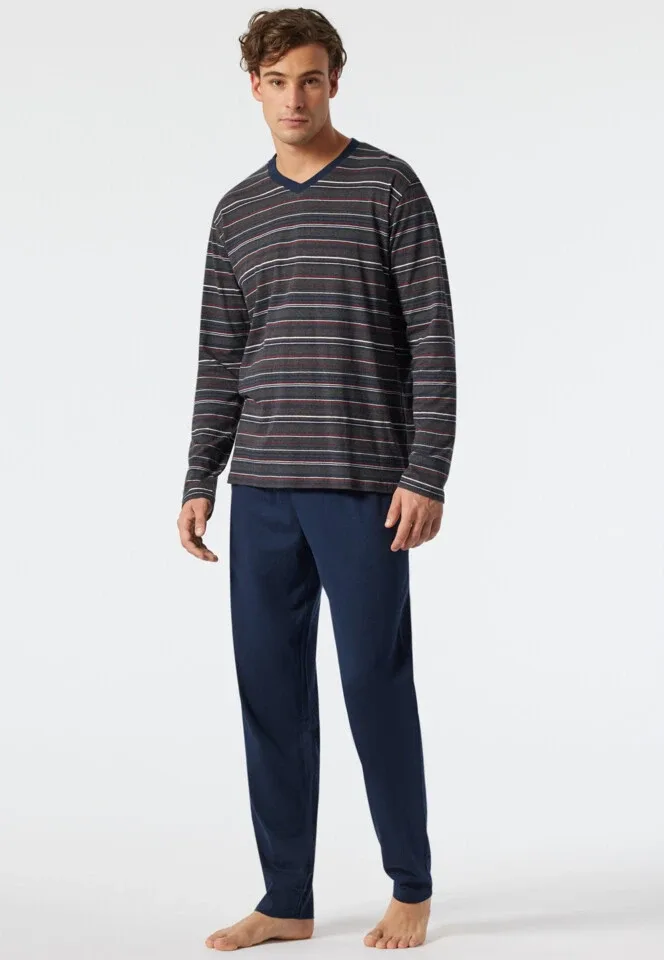Schiesser – Fashion Nightwear - Pyjama – 178103 – Dark Grey Stripe