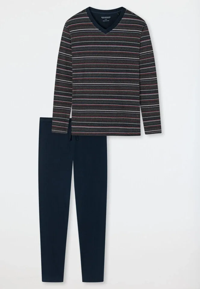 Schiesser – Fashion Nightwear - Pyjama – 178103 – Dark Grey Stripe