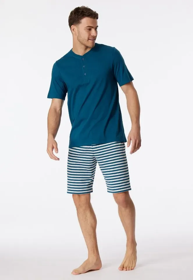 Schiesser – Casual Nightwear – Pyjama – 181164 - Jeansblauw