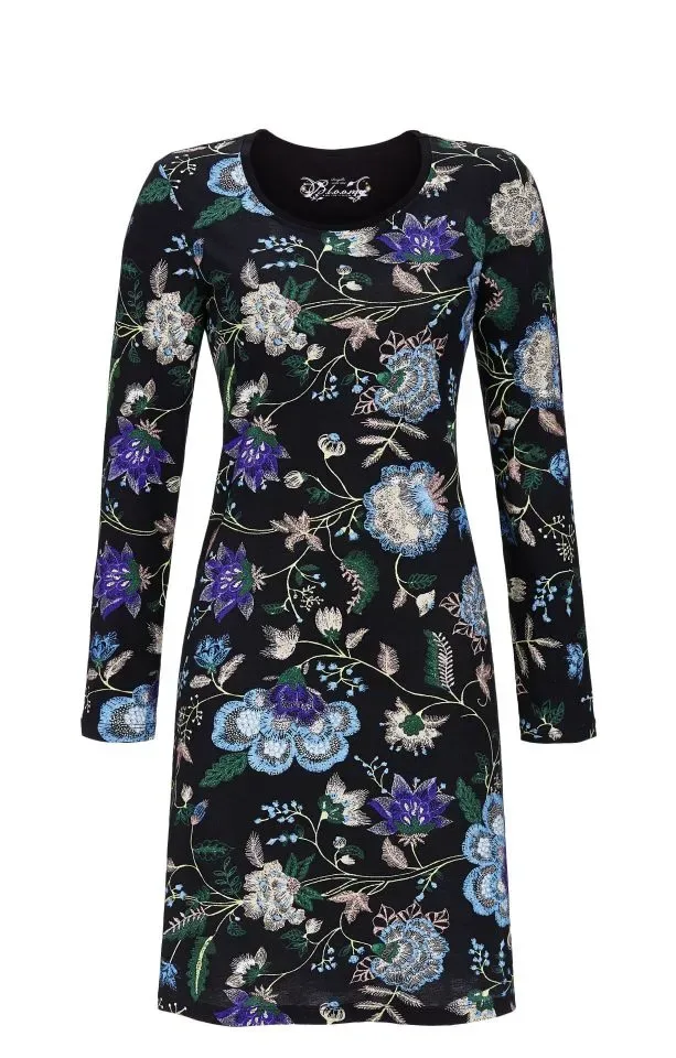 Ringella – Winter Flowers – Nachtkleed – 4551001 - Black