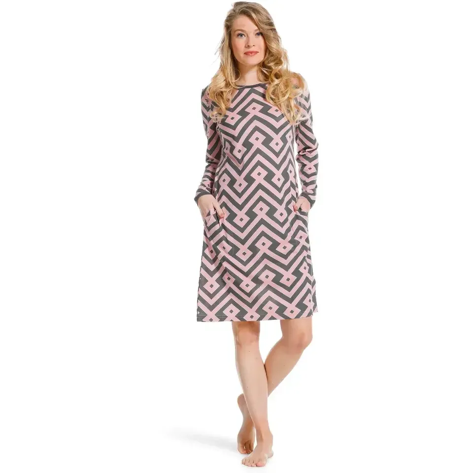 Pastunette –  Grafic Mauve - Nachtkleed – 10222-102-2 – Grey Mauve