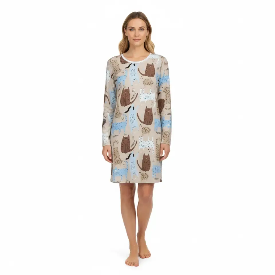 Ringella – Cat Print – Nachtkleed – 6511034 – Brown