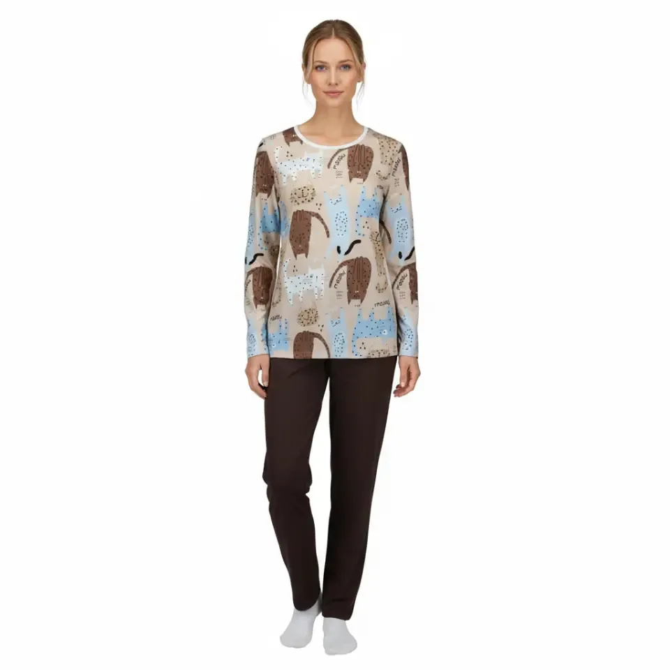 Ringella – Cat Print – Pyjama – 6511234 – Brown