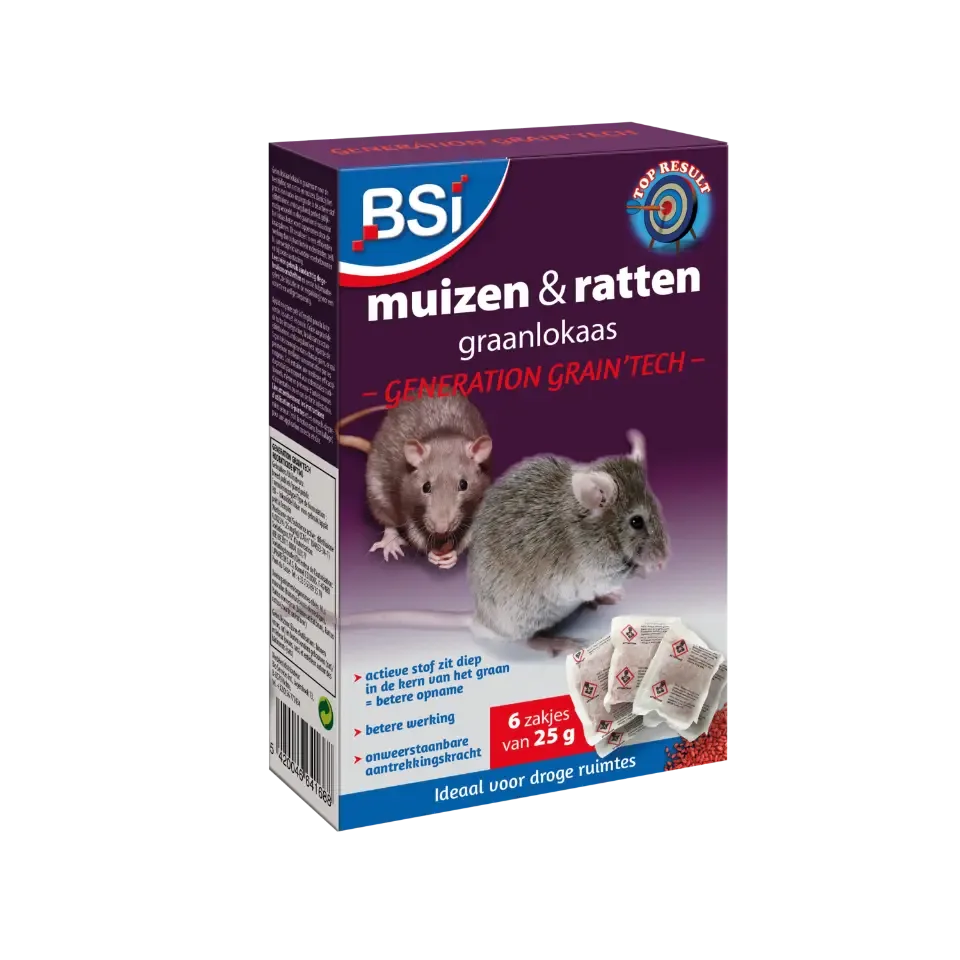 Grain'tech Muizen- en rattenvergif 6 x 25 g