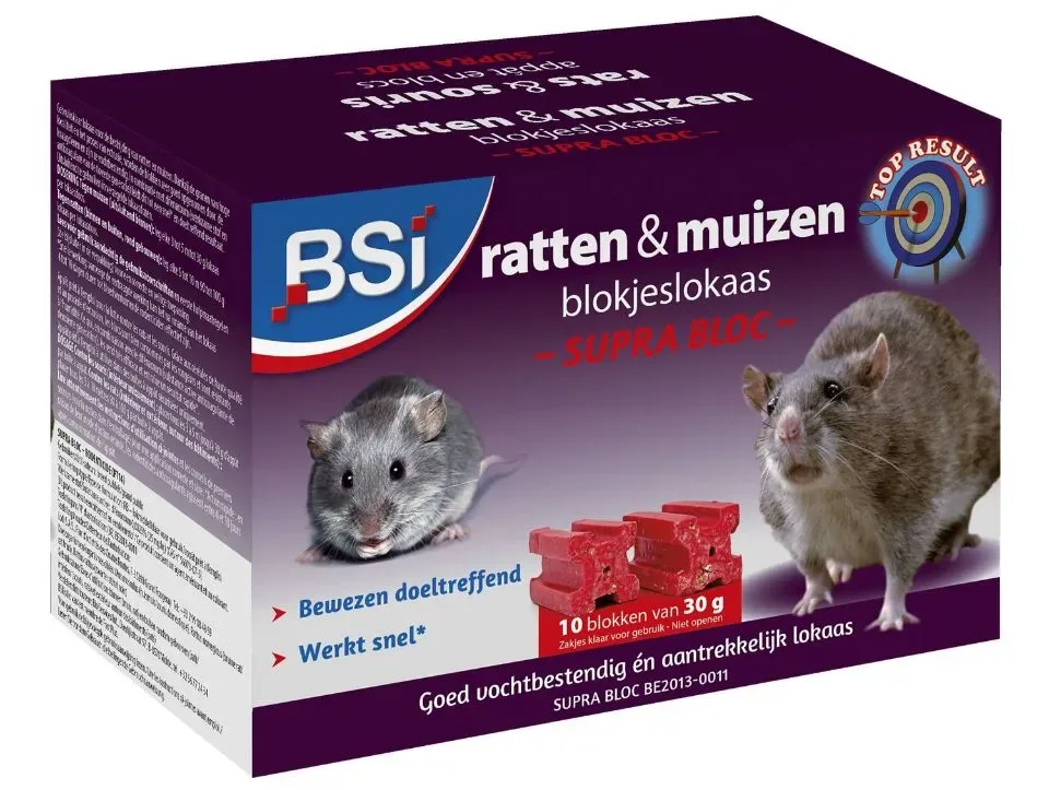 ratten-en muizenvergif Supra Bloc Bsi 300 gram (10 x 30 g)