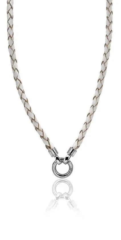 Zinzi Lederen Ketting wit ZIC730W45