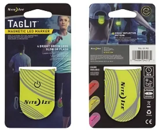 Nite Ize TagLit Magnetische Led Markeer Lampje Fluo Geel Ledlampje voor op je T-shirt TGL-33-R3