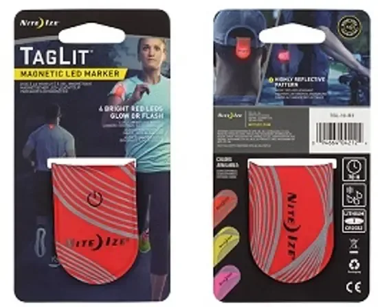 Nite Ize TagLit Magnetische Led Markeer Lampje Rood Ledlampje voor op je T-shirt TGL-10-R3