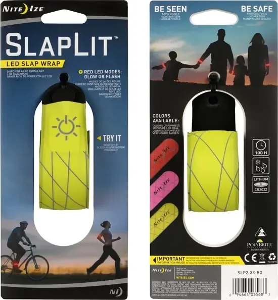 Nite Ize SlapLit Fluo Geel Slap Wrap met rode Led verlichting SLP2-33-R3