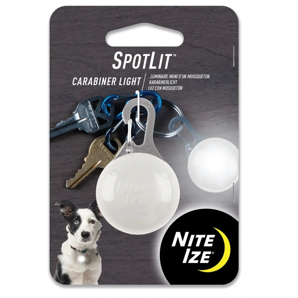 Nite Ize SpotLit Led karabijnhaak Lampje Roestvrij Staal / Witte Led SLG-02-R6