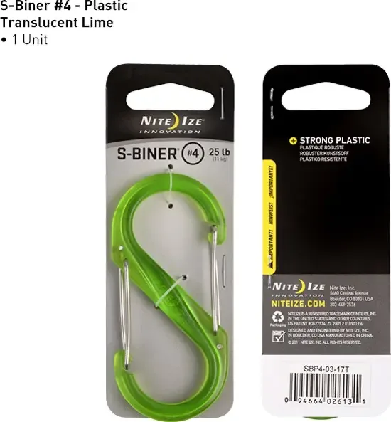Nite Ize S-Biner Size #4 Plastic Groen Karabijnhaak SBP4-03-17T