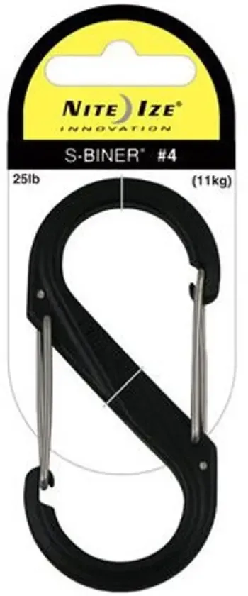 Nite Ize S-Biner Size #4 Plastic Zwart Zwart poorten Karabijnhaak SBP4-03-01BG
