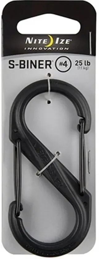 Nite Ize S-Biner Size #4 Plastic Zwart Zwart poorten Karabijnhaak SBP4-03-01BG